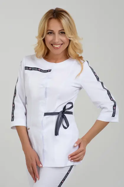 Куртка женская А313 3/4 рукав Белый/Тесьма fashion doctor